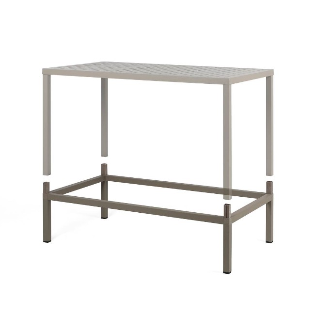 Sistema di rialzo Kit Cube 120x70 High per tavolo Cube 120x70 in alluminio color Tortora