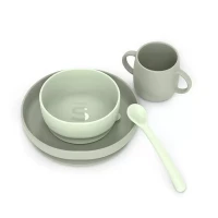Immagine di Suavinex Essence Set Svezzamento in Silicone con Piatto e Ciotola con Ventosa, Tazza e Cucchiaio Ergonomico