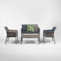 salotto da giardino Nardi Net relax con net bench e net table in fiberglass anti-uv e made in italy