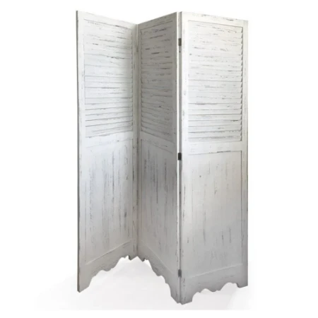 Immagine di Verdelook Paravento Shabby a 3 Ante in Legno Bianco