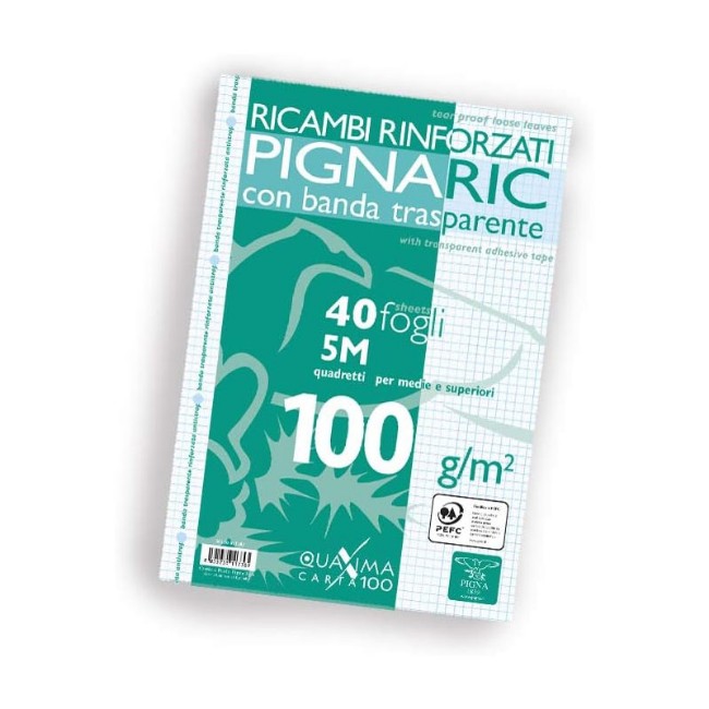 Immagine di Pigna Ricambi Rinforzati con Rigatura 5M per Quaderno A4 per 2° e 3° Elementare - 40 Fogli