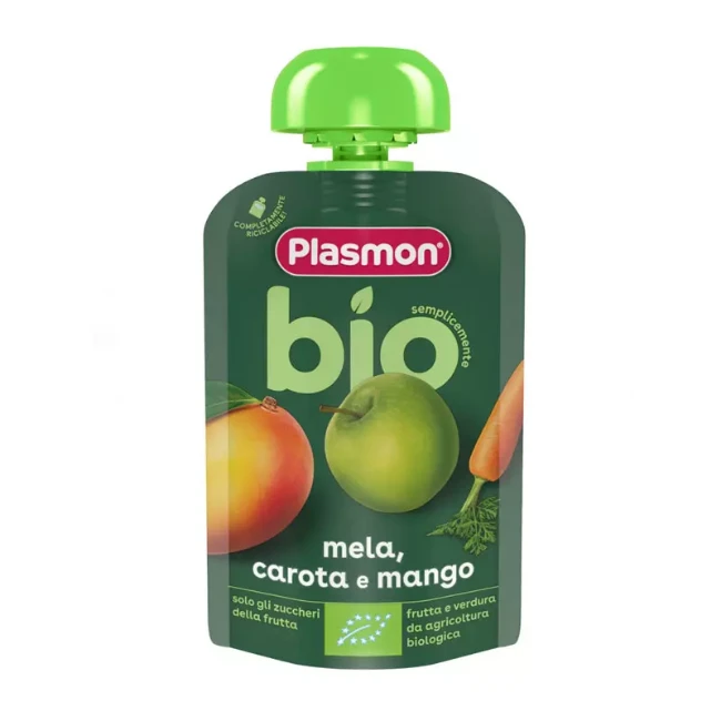 Immagine di Plasmon Pouch Bio Mela, Carota e Mango 100% Frutta - 100gr