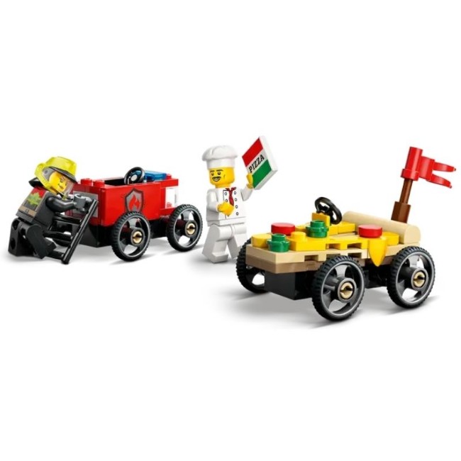 LEGO City Pack Veicoli da Corsa: Pizzaiolo Contro Pompiere 60458