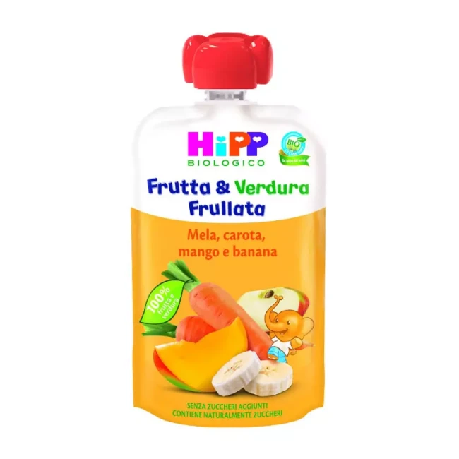 Immagine di Hipp Bio Pouch Frutta e Verdura con Mela, Carota, Mango e Banana 90gr