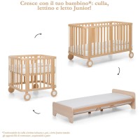 Immagine di Foppapedretti Evo Culla Neonato in Legno Evolutiva con Materasso incluso