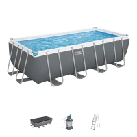 Immagine di Bestway Piscina Rettangolare Steel Pro Max 56671 Grigio Scuro - 488x244x122cm con Filtro a Sabbia