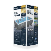 Immagine di Bestway Piscina Rettangolare Steel Pro Max 56671 Grigio Scuro - 488x244x122cm con Filtro a Sabbia