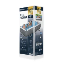 Immagine di Bestway Piscina Rettangolare Steel Pro Max 56441 Grigio Scuro - 404x201x100cm con Filtro a Cartuccia