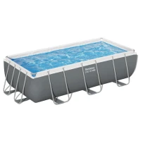 Immagine di Bestway Piscina Rettangolare Steel Pro Max 56441 Grigio Scuro - 404x201x100cm con Filtro a Cartuccia