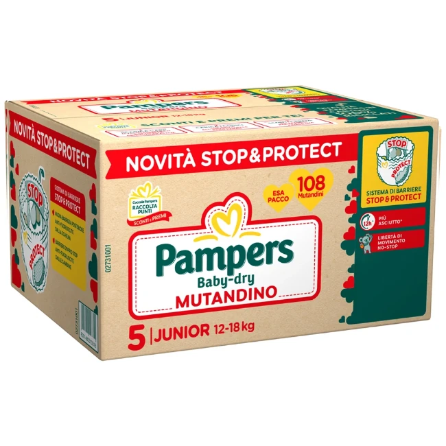 Pampers Mutandino Baby Dry Junior – Esapack da 108 Pannolini 