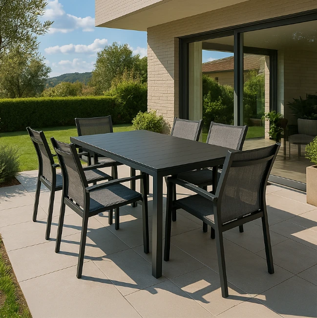 Immagine di Set Tavolo San Diego 110x220/330 cm e 6 Poltrone Miami
