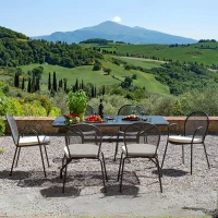 Immagine di Emu Set Tavolo Cambi 180x80 con 6 Poltrona Ronda Ferro Antico