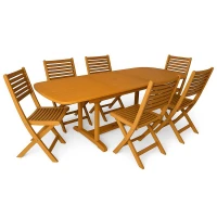 Immagine di Set Tavolo Allungabile Dakota e 6 Sedie Calgary in Legno Tropicale PEFC