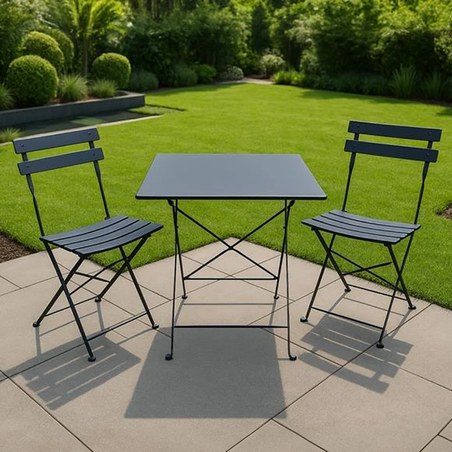 Immagine di Set Bistrot Tavolo 70x70 + 2 Sedie Antracite