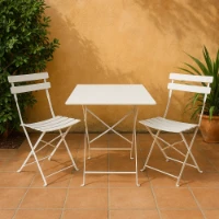 Immagine di Set Bistrot da Giardino Tavolo 70x70 + 2 Sedie Bianco