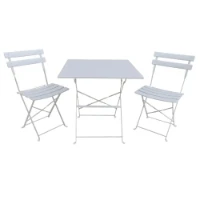 Immagine di Set Bistrot da Giardino Tavolo 70x70 + 2 Sedie Bianco