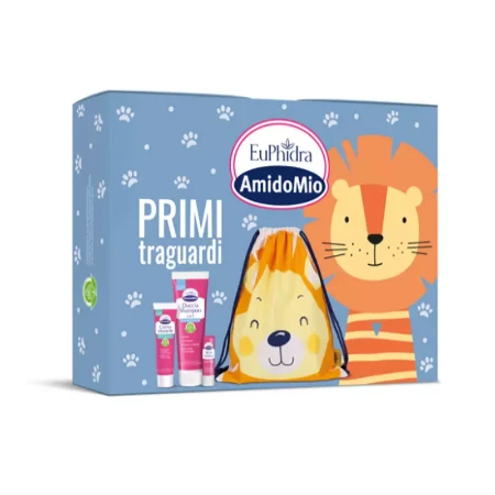 Immagine di EuPhidra Primi Traguardi – Cofanetto Regalo Bambino con Doccia Shampoo 2in1, Crema Idratante, Stick Labbra e Sacca Multiuso
