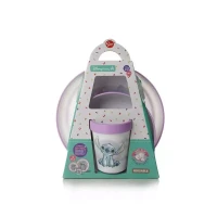 Immagine di Set Pappa Stitch 3pz per Neonato con Piatto Piano, Piatto Fondo e Bicchiere, dai 10 Mesi