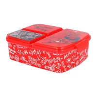 Immagine di Sandwich Box Spiderman Contenitore Porta Pranzo per Bambini, Multi Scomparti,  Chiusura Sicura