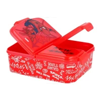 Immagine di Sandwich Box Spiderman Contenitore Porta Pranzo per Bambini, Multi Scomparti,  Chiusura Sicura
