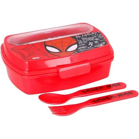 Immagine di Lunch Box Spiderman Porta Pranzo per Bambini con Posate incluse