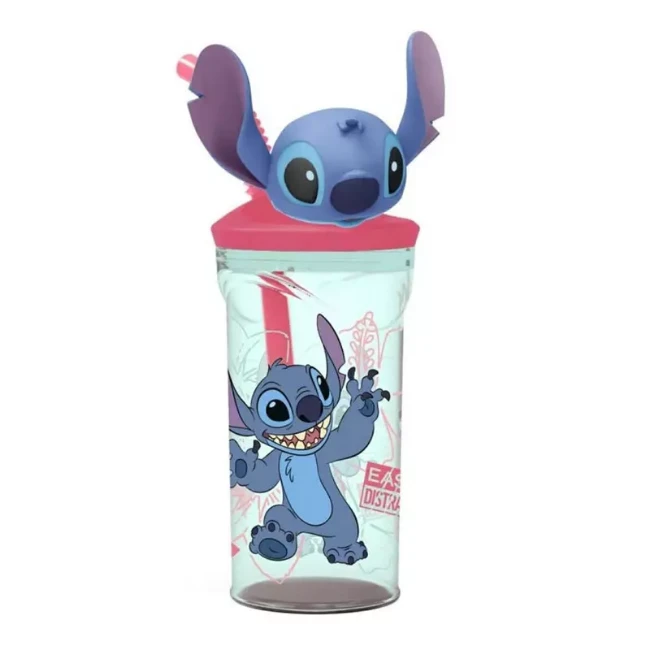 Immagine di Bicchiere Stitch con Tappo 3D e Cannuccia - 360ml
