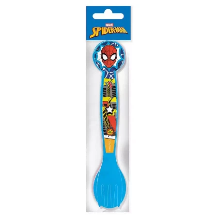 Set Posate Spiderman in Plastica con Cucchiaio e Forchetta a Punta Arrotondata