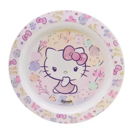 Immagine di Piatto Piano Hello Kitty per Bambini, Adatto a Microonde, Senza BPA