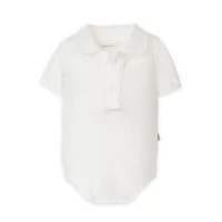 Immagine di Bamboom Body Polo Neonato 18 Mesi Bianco in Bambù e Cotone – Colletto Polo con Bottoncini, Maniche Corte