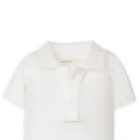 Immagine di Bamboom Body Polo Neonato 18 Mesi Bianco in Bambù e Cotone – Colletto Polo con Bottoncini, Maniche Corte