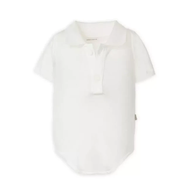 Immagine di Bamboom Body Polo Neonato 3 Mesi Bianco in Bambù e Cotone – Colletto Polo con Bottoncini, Maniche Corte