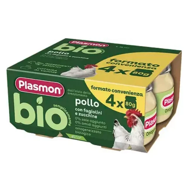 Immagine di Plasmon Bio Omogeneizzato Pollo con Fagiolini e Zucchine 4x80gr
