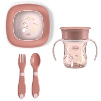 Immagine di Chicco Set Pappa Neonato con Piattino, Posate e Bicchiere - 12 Mesi