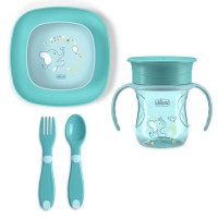 Immagine di Chicco Set Pappa Neonato con Piattino, Posate e Bicchiere - 12 Mesi