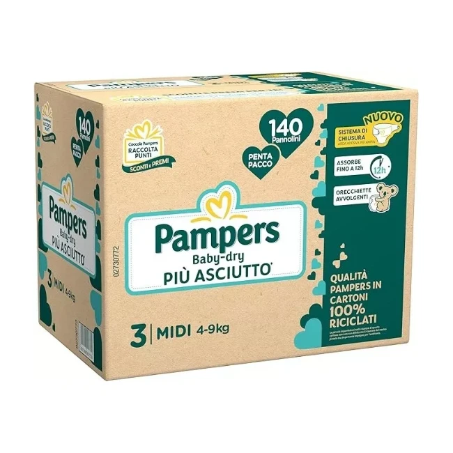 Pannolini Baby Dry Midi 3 - Pentapack 140 pezzi	