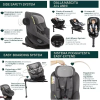 Chicco Seggiolino Auto Seat105 i-Size per Bambini 0-4 Anni con Isofix, Gamba di Supporto e Base Girevole 360°