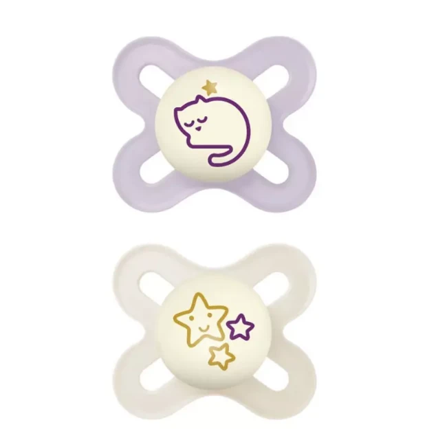 Immagine di Mam Original Start Night Ciuccio Ortodontico in Silicone con Bottone Luminoso - Confezione 2 Ciucci da 0m+