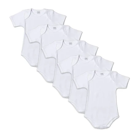 Immagine di Body Neonato Manica Corta Bianco Doppio Cotone - 5 Pezzi