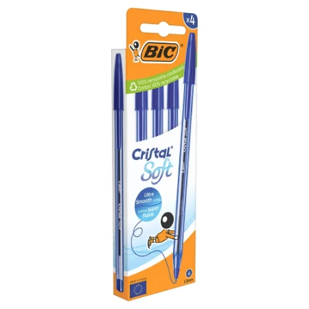 Immagine di 4 Penne a Sfera Cristal Soft Blu 