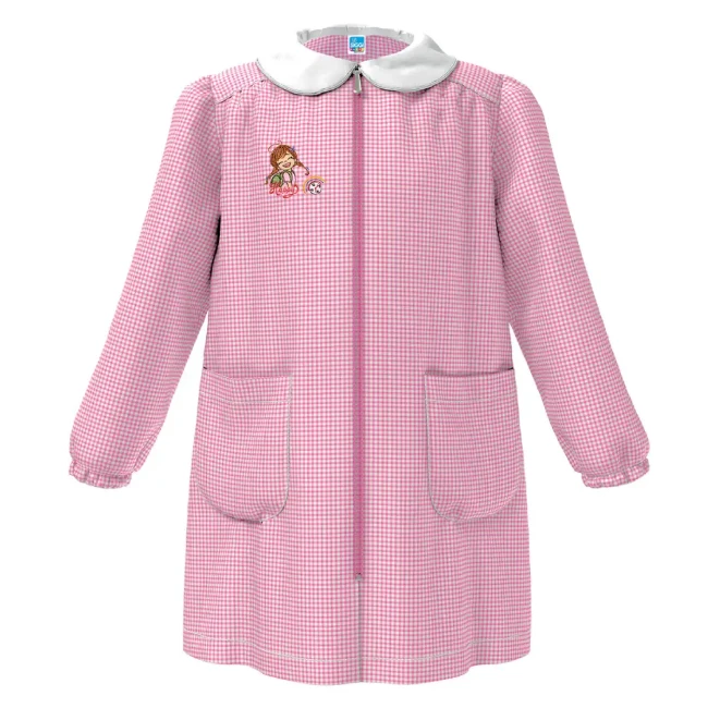 Paniate Siggi Grembiule Asilo Bambina Quadretti Rosa e Bianchi