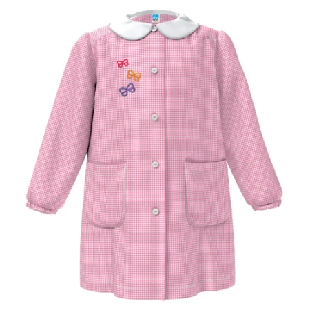 Immagine di Siggi Grembiule Asilo Bambina Quadretti Rosa e Bianchi - Fiocchi