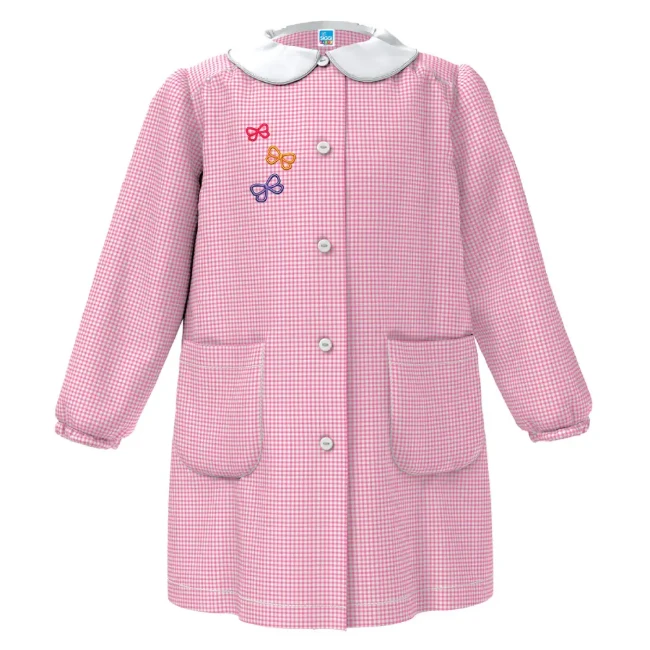 Immagine di Siggi Grembiule Asilo Bambina Quadretti Rosa e Bianchi - Fiocchi