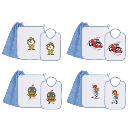 Immagine di Set Asilo e Scuola Materna Bambino con Bavaglia, Asciugamano e Sacca Porta Oggetti