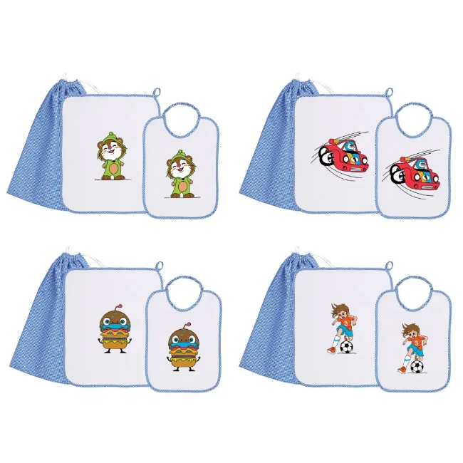 Immagine di Set Asilo e Scuola Materna Bambino con Bavaglia, Asciugamano e Sacca Porta Oggetti