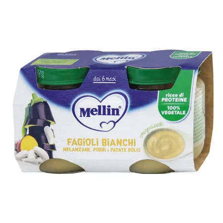 Immagine di Mellin Omogeneizzato Fagioli Bianchi, Melanzane, Porri e Patate Dolci 2x130gr