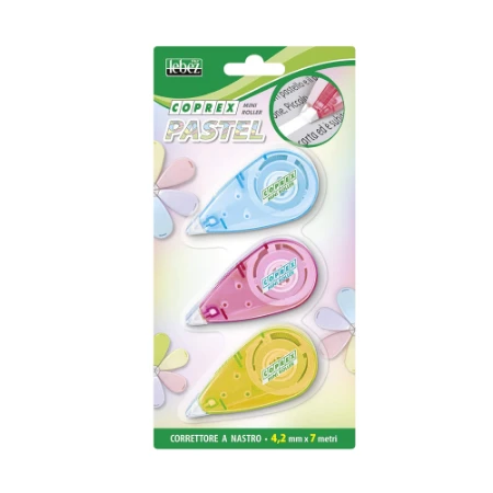 Immagine di Lebex Coprex Mini Roller Pastel Confezione 3 Correttori a Nastro 