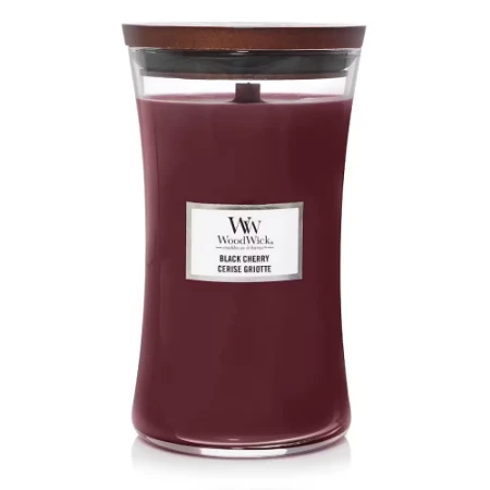 Immagine di Woodwick Candela Grande con Stoppino Scoppiettante Black Cherry 130 Ore