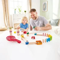 Hape Crazy Rollers Stack Track – Pista per Biglie in Legno da 50 Pezzi	