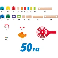 Hape Crazy Rollers Stack Track – Pista per Biglie in Legno da 50 Pezzi