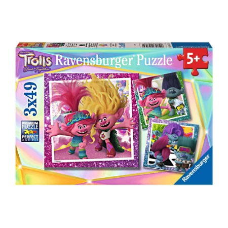 Ravensburger Puzzle Trolls Set con 3 Puzzle da 49 Pezzi - da 5 Anni